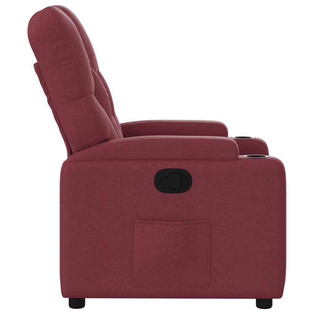 vidaXL Sillón reclinable de tela rojo tinto