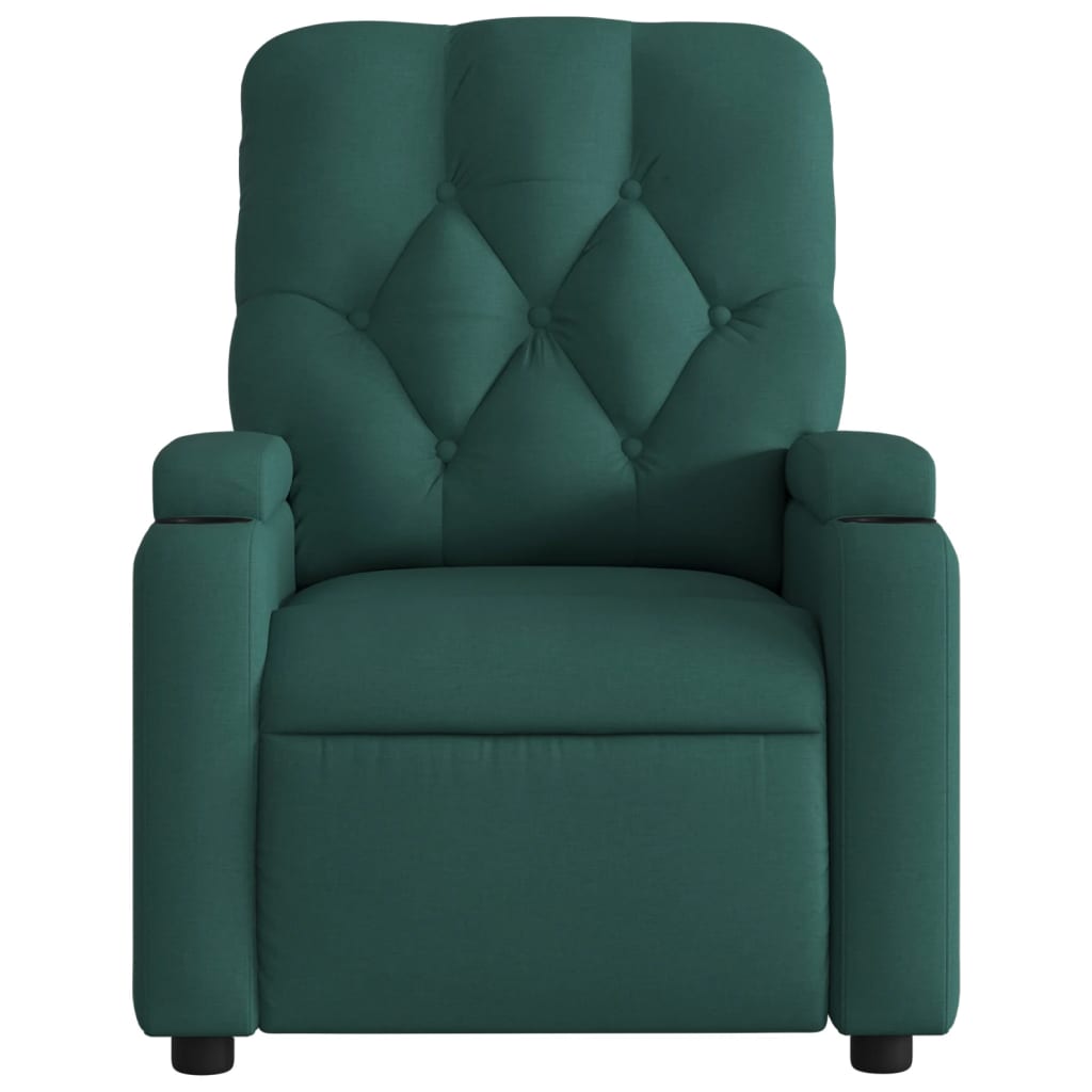 vidaXL Sillón reclinable de tela verde oscuro