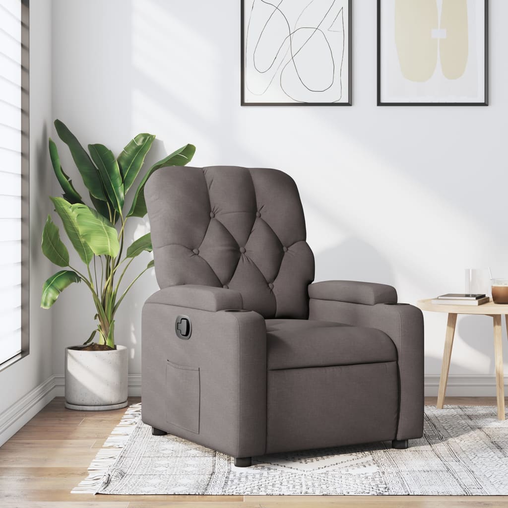 vidaXL Sillón reclinable de tela gris taupe