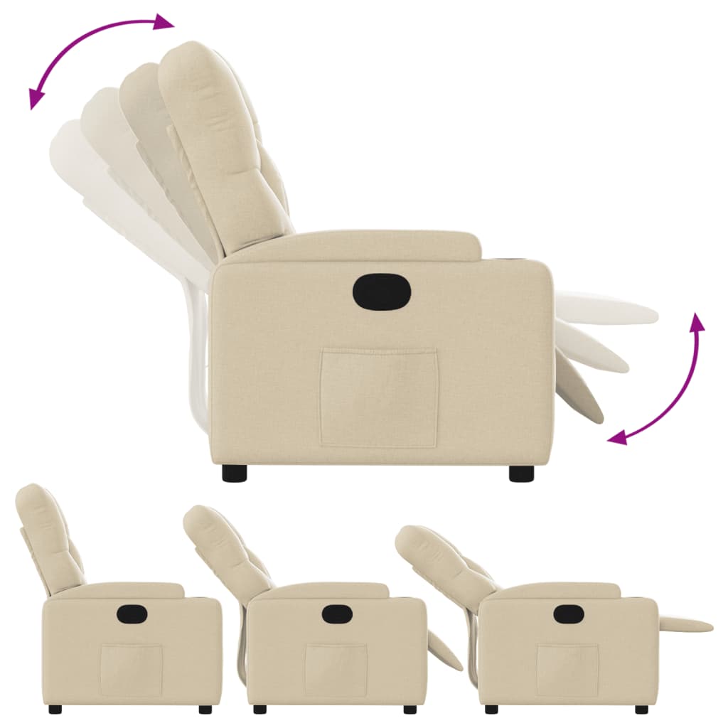 vidaXL Sillón reclinable de tela crema