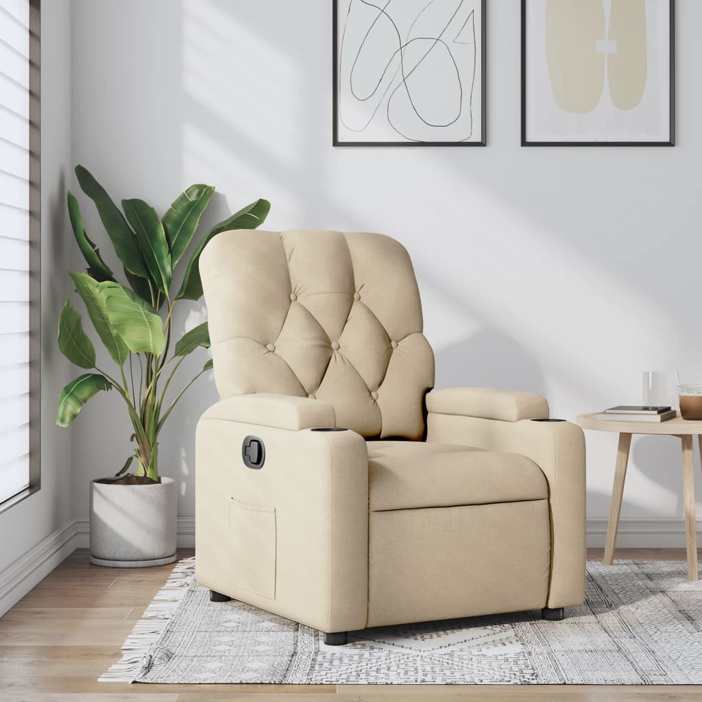 vidaXL Sillón reclinable de tela crema