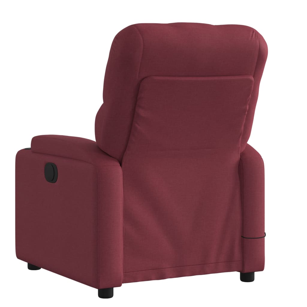 vidaXL Sillón de masaje reclinable de tela color vino tinto