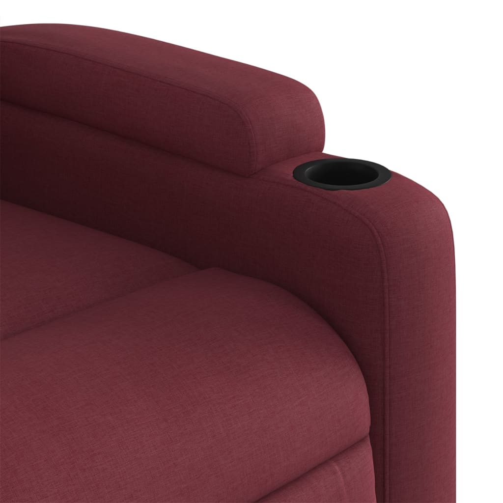 vidaXL Sillón de masaje reclinable de tela color vino tinto