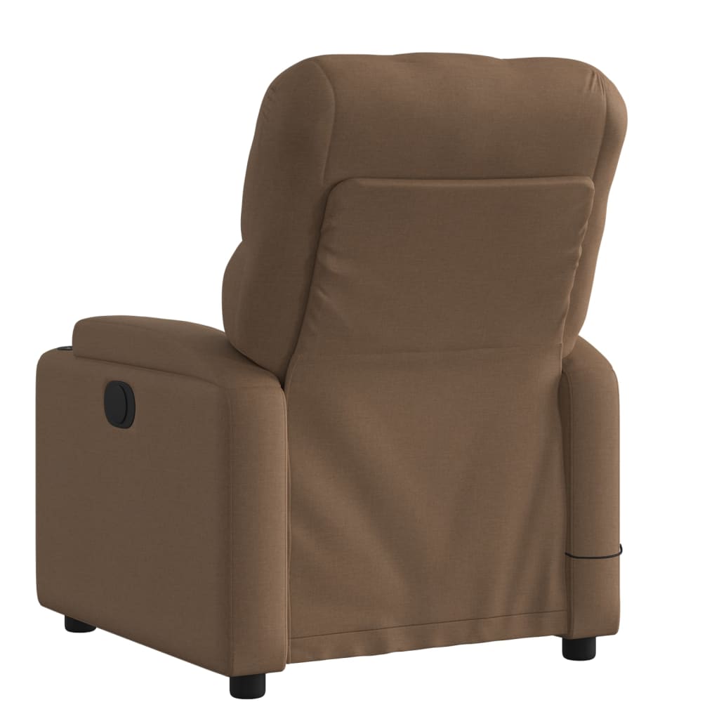 vidaXL Sillón reclinable con masaje de tela marrón