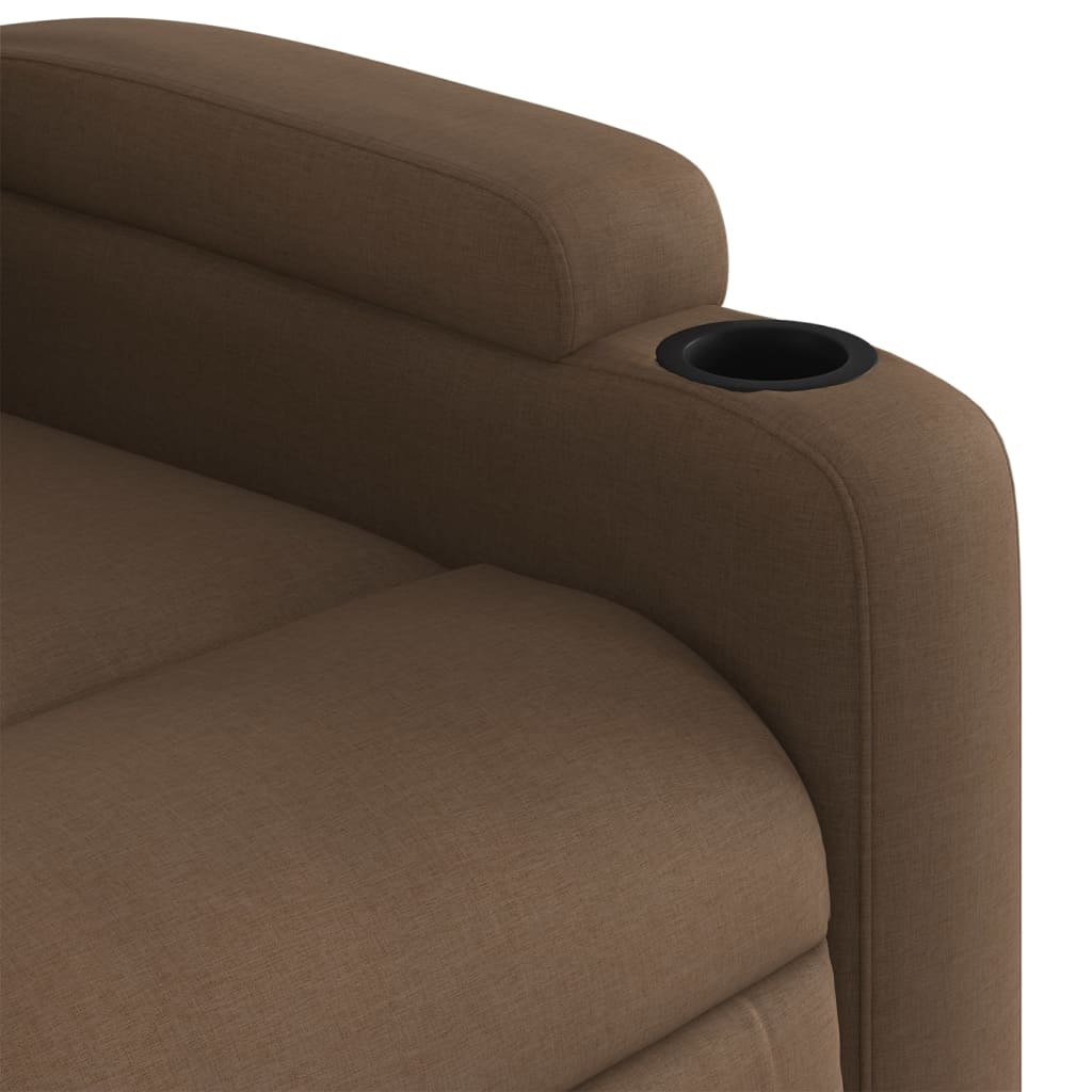 vidaXL Sillón reclinable con masaje de tela marrón