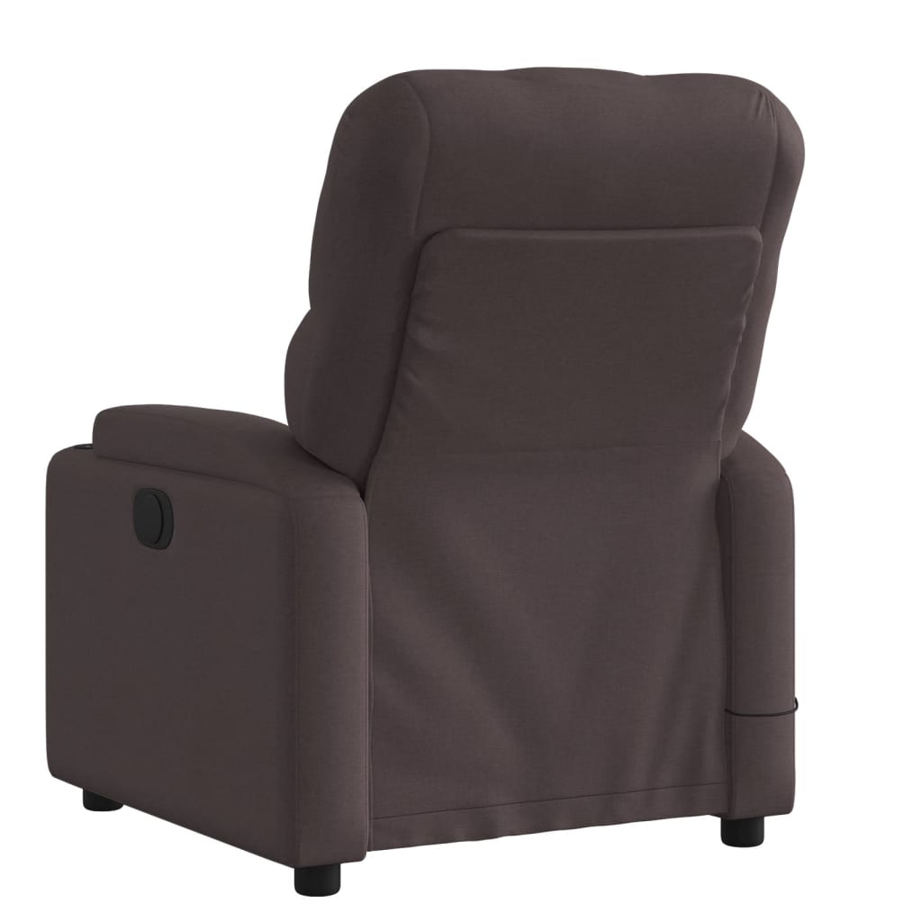 vidaXL Sillón de masaje reclinable de tela marrón oscuro