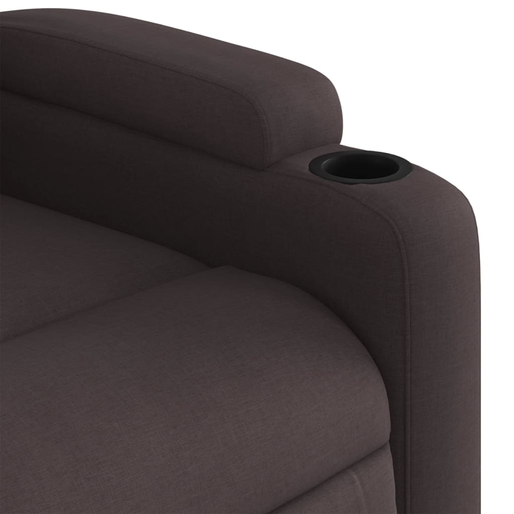 vidaXL Sillón de masaje reclinable de tela marrón oscuro