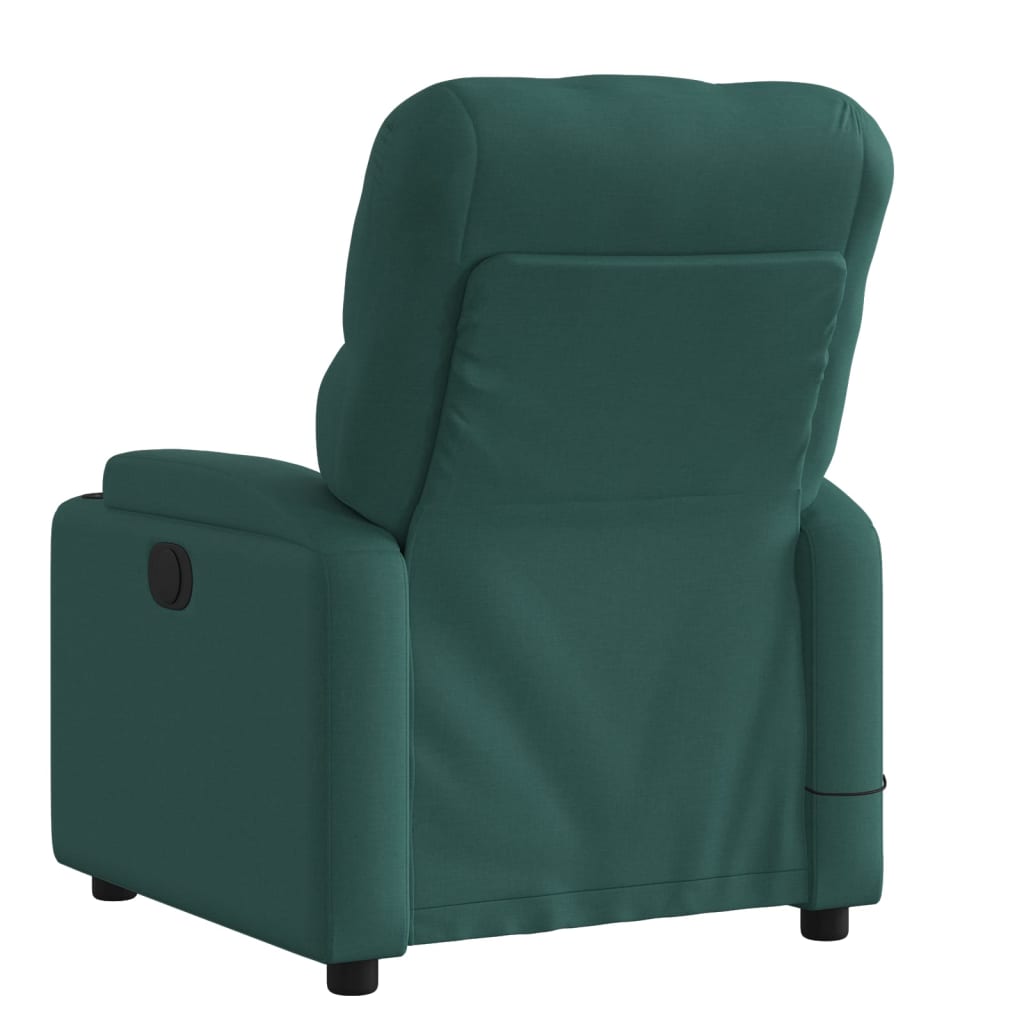 vidaXL Sillón de masaje reclinable de tela verde oscuro