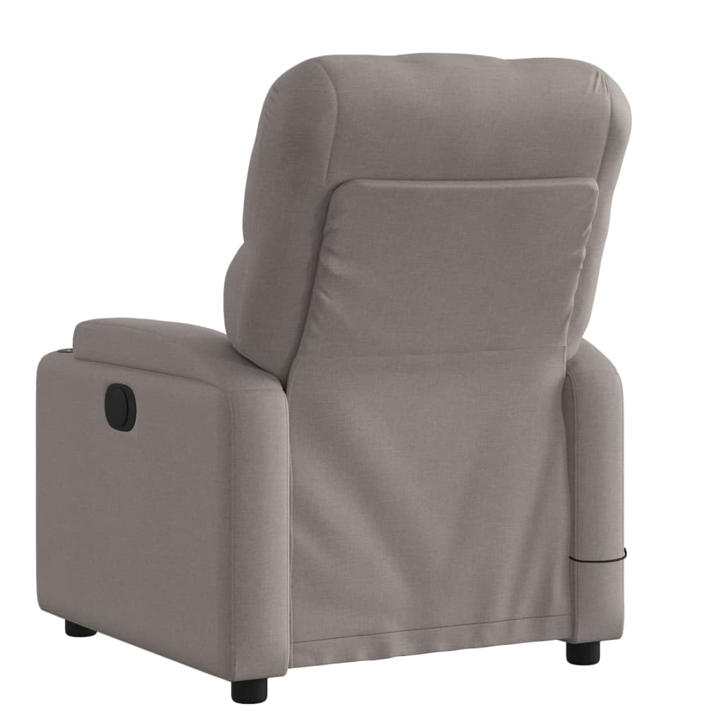 vidaXL Sillón de masaje reclinable de tela gris taupé