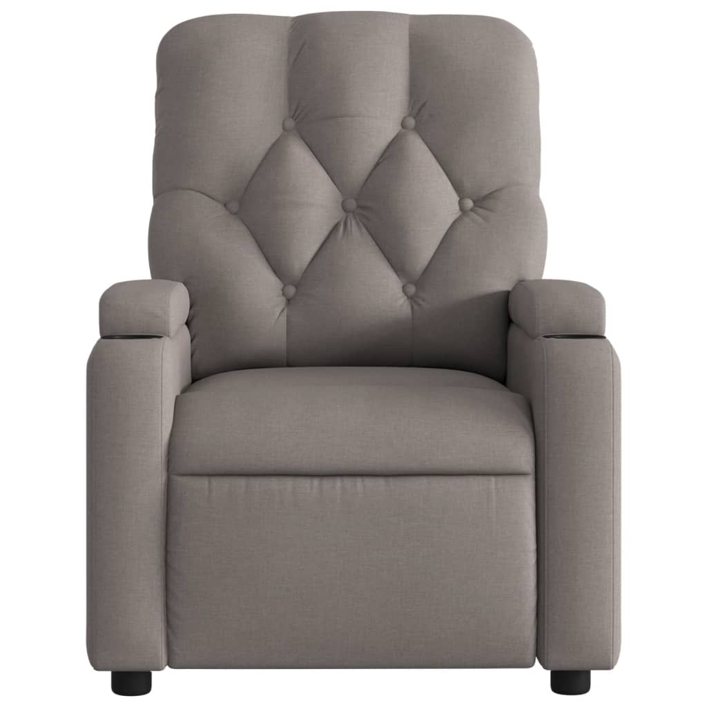 vidaXL Sillón de masaje reclinable de tela gris taupé