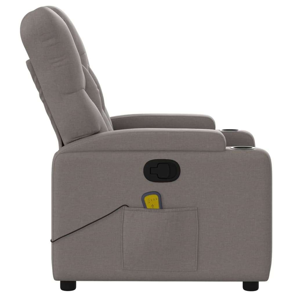 vidaXL Sillón de masaje reclinable de tela gris taupé