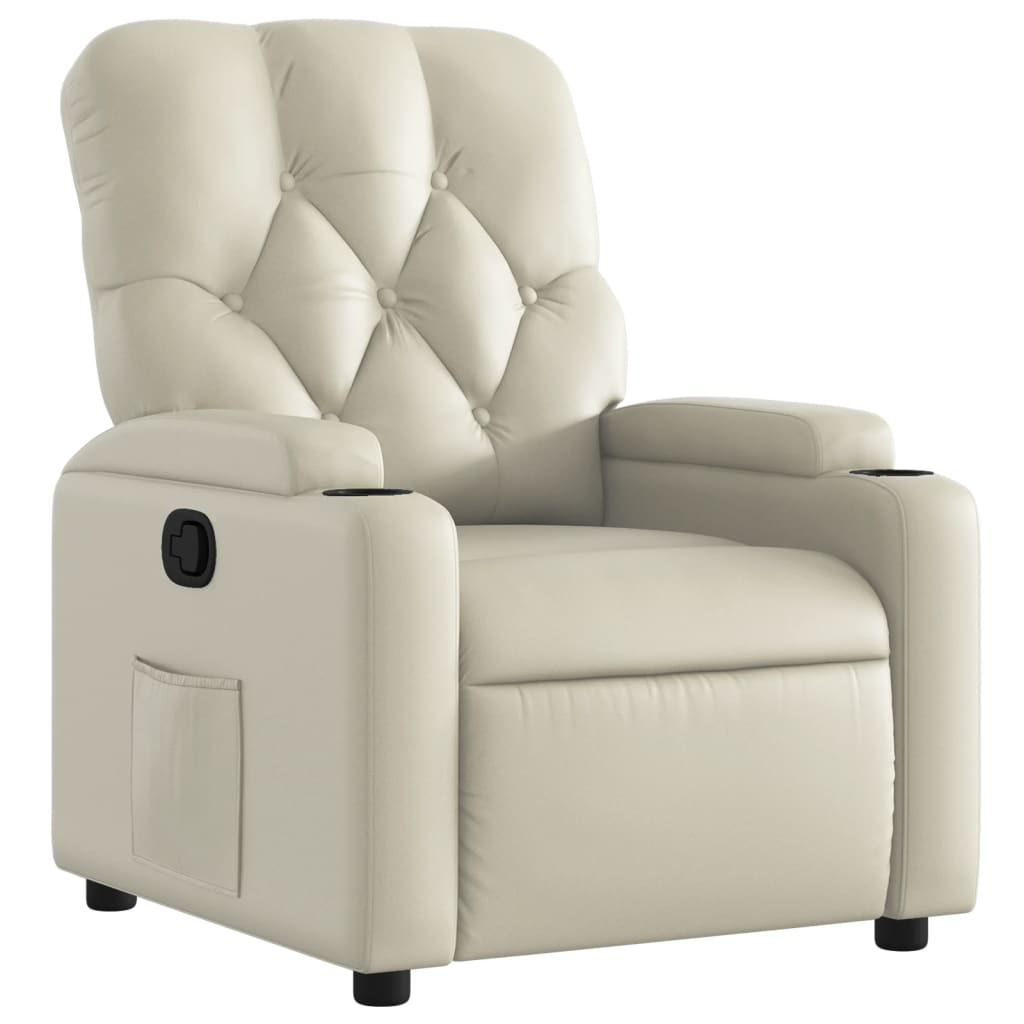 vidaXL Sillón reclinable de cuero sintético crema