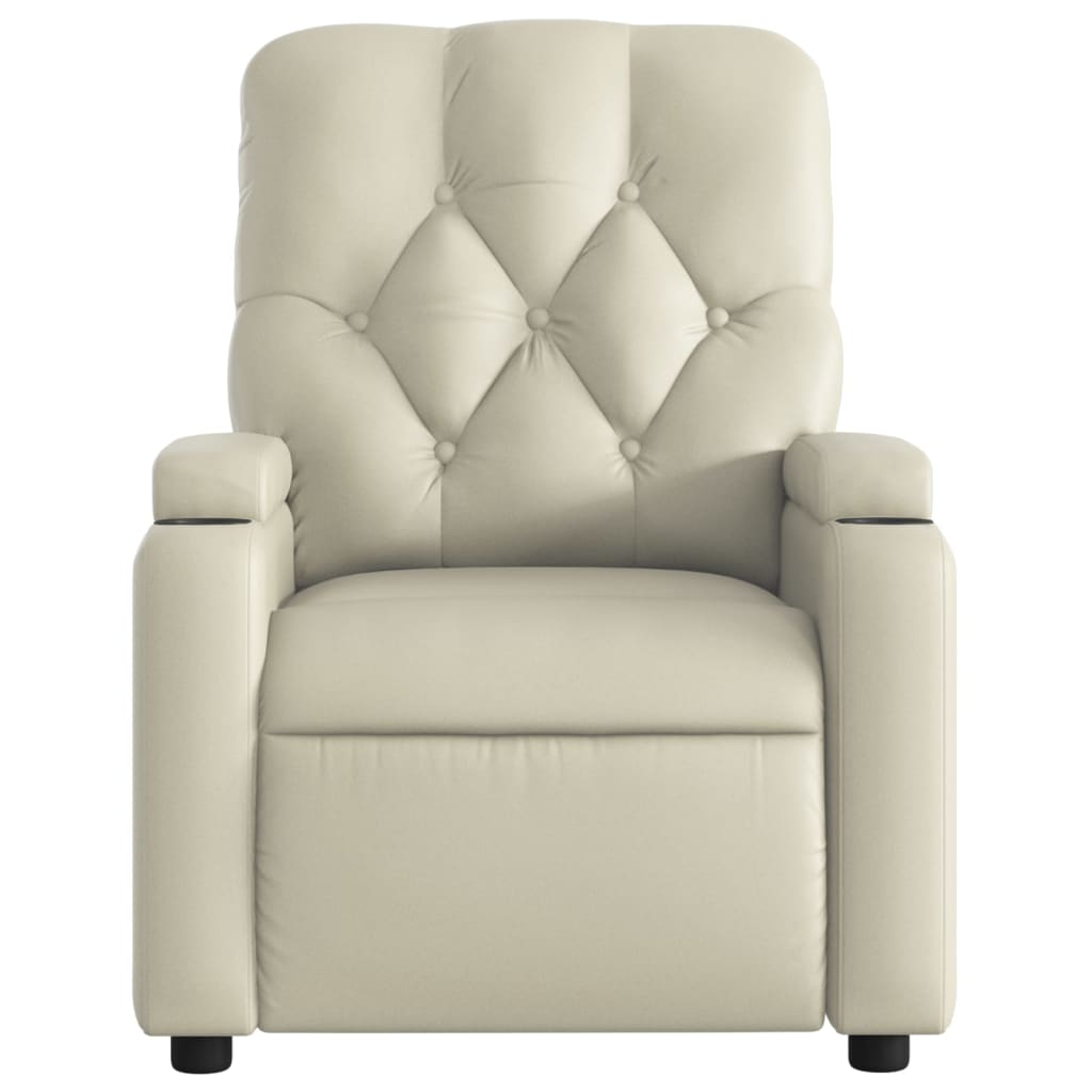 vidaXL Sillón reclinable de cuero sintético crema