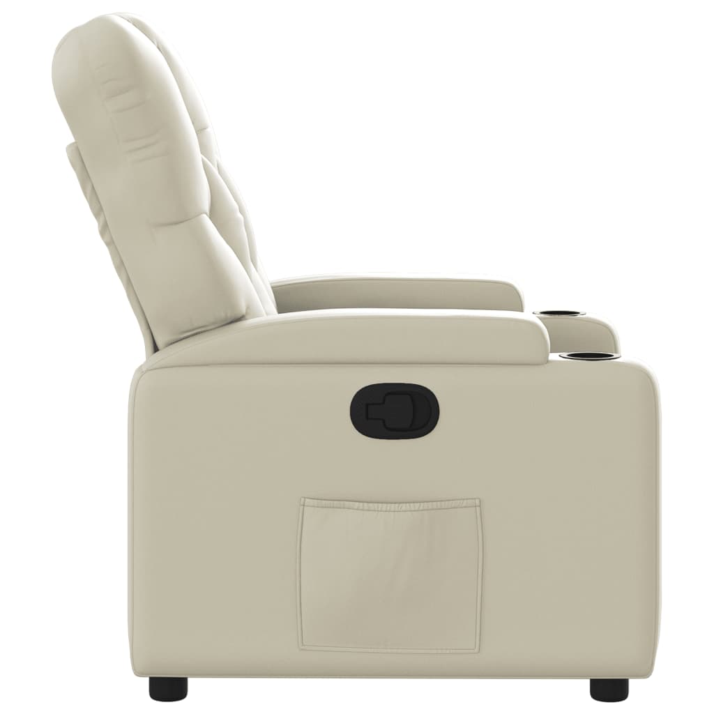 vidaXL Sillón reclinable de cuero sintético crema