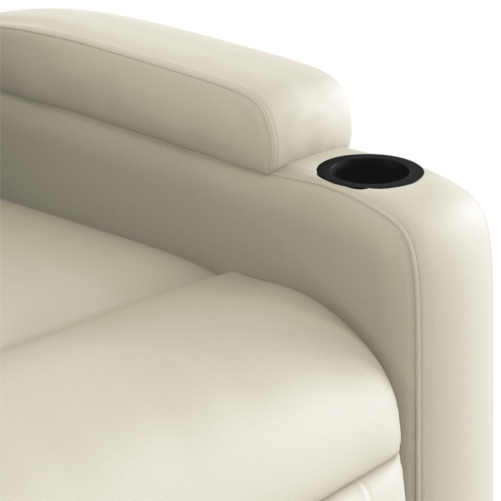 vidaXL Sillón reclinable de cuero sintético crema