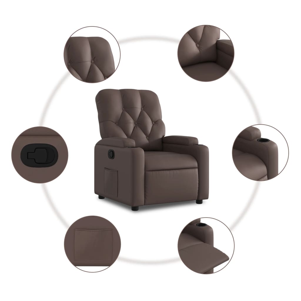 vidaXL Sillón reclinable de cuero sintético marrón