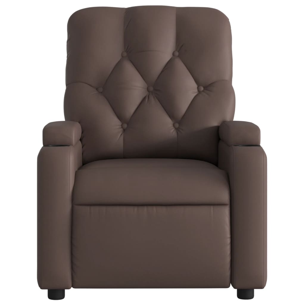 vidaXL Sillón reclinable de cuero sintético marrón