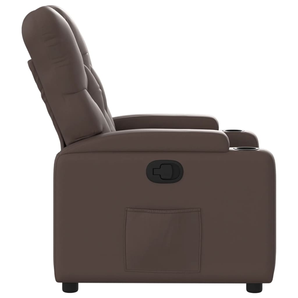 vidaXL Sillón reclinable de cuero sintético marrón