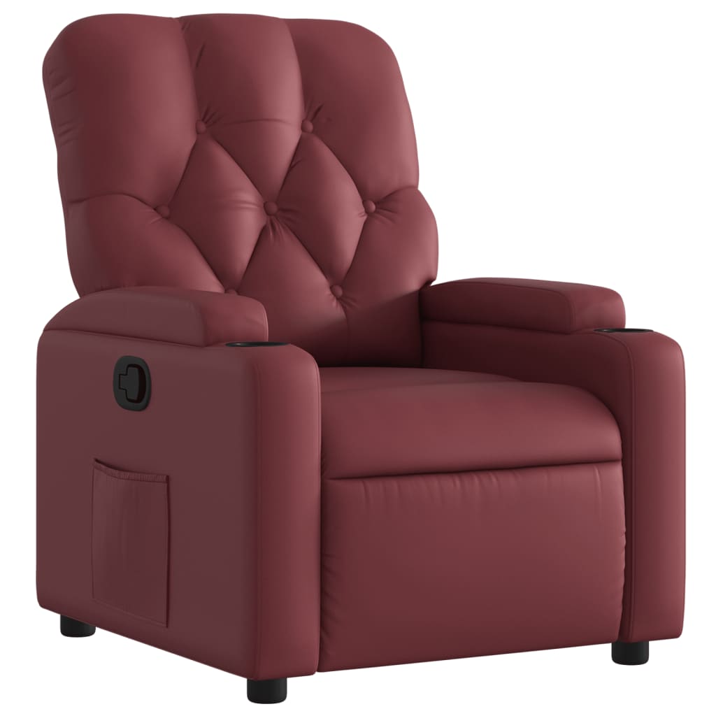 vidaXL Sillón reclinable de cuero sintético rojo tinto