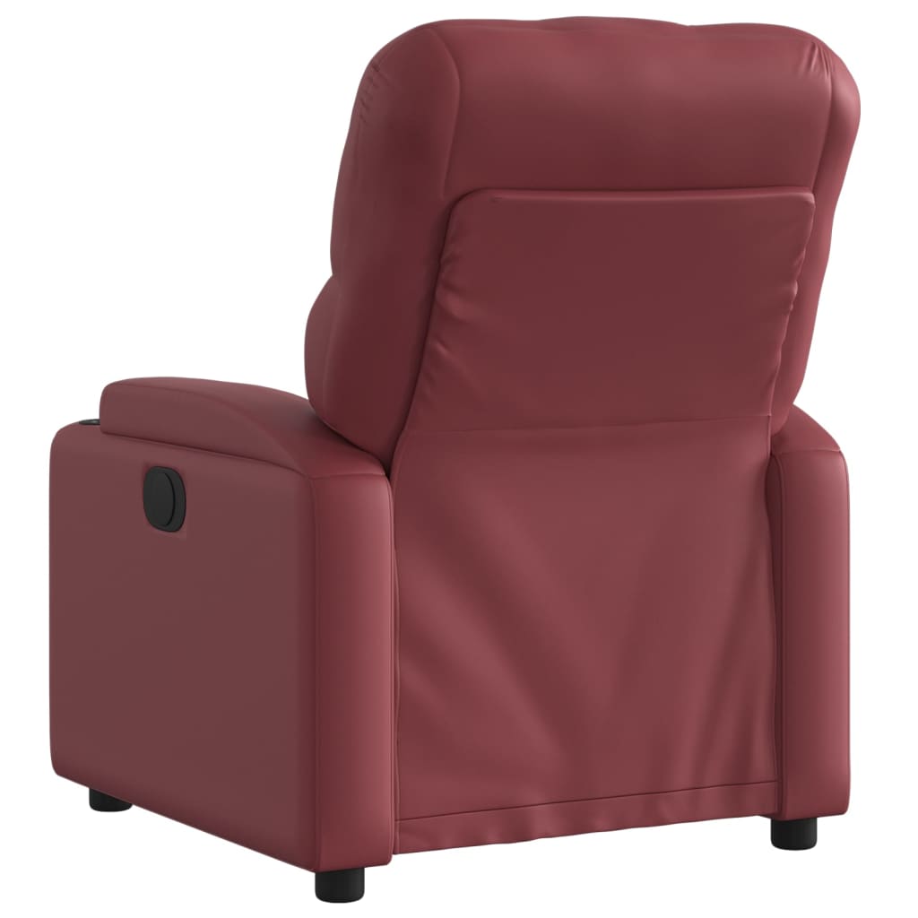 vidaXL Sillón reclinable de cuero sintético rojo tinto