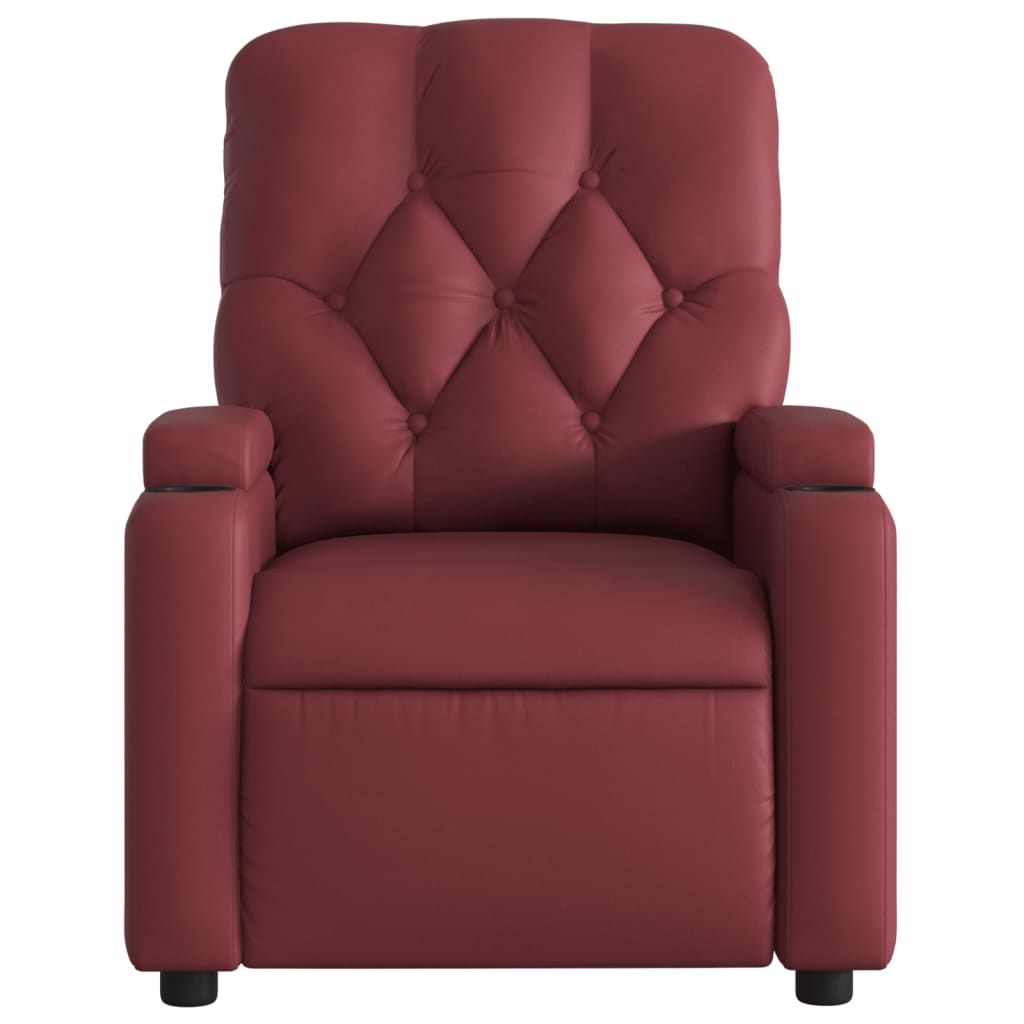 vidaXL Sillón reclinable de cuero sintético rojo tinto