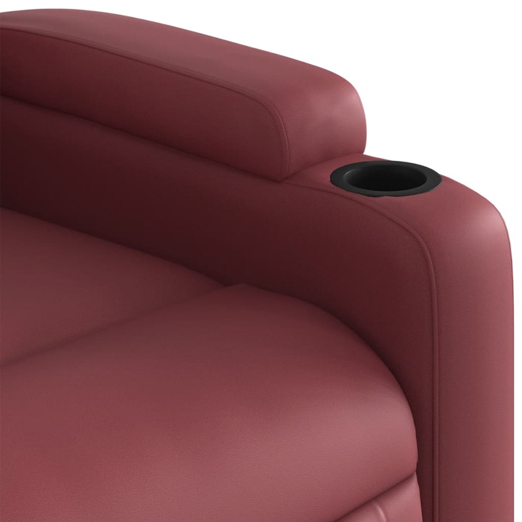 vidaXL Sillón reclinable de cuero sintético rojo tinto