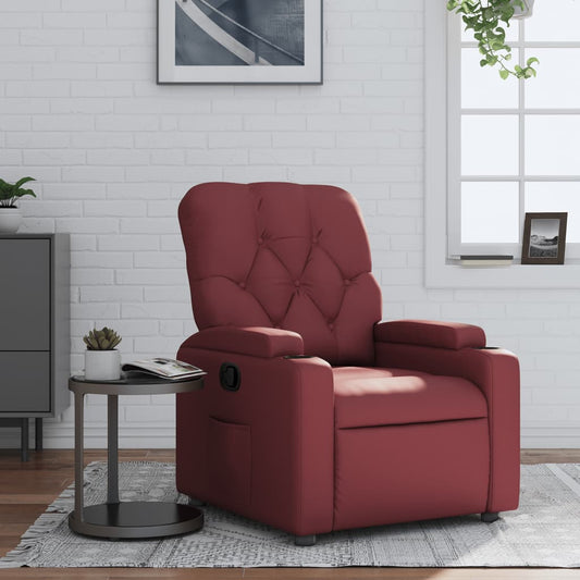 vidaXL Sillón reclinable de cuero sintético rojo tinto