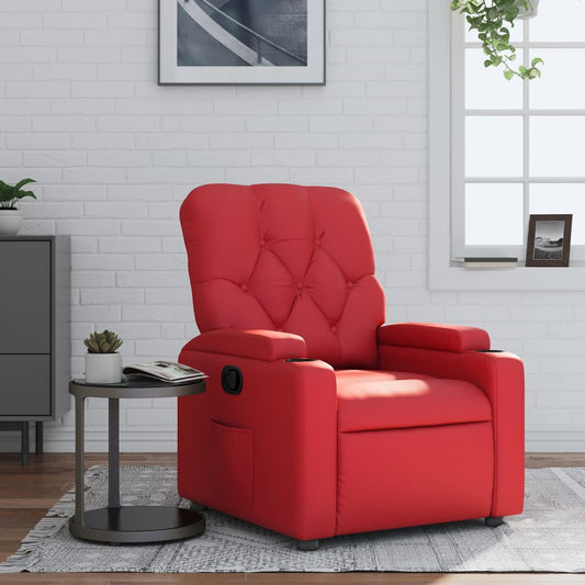 vidaXL Sillón reclinable de cuero sintético rojo