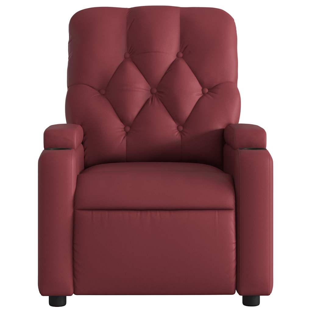 vidaXL Sillón de masaje reclinable cuero sintético rojo tinto