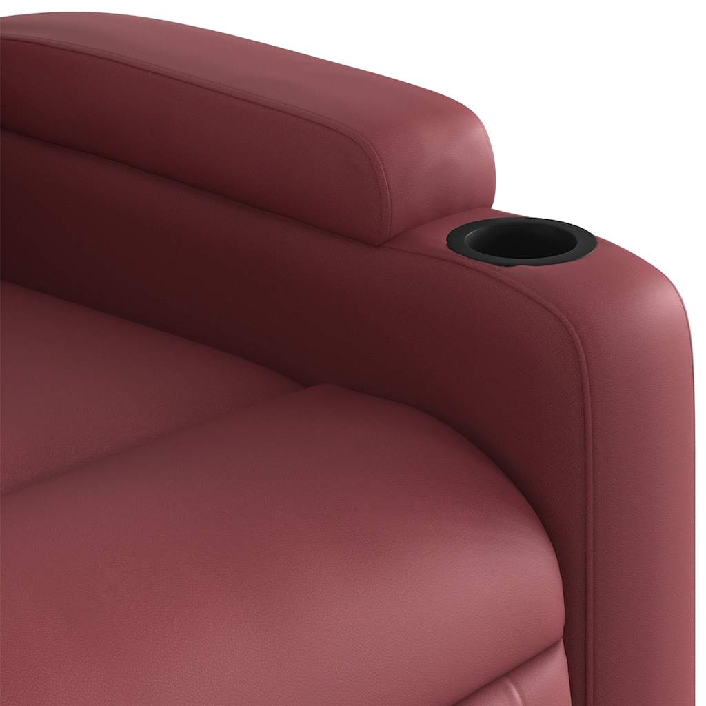 vidaXL Sillón de masaje reclinable cuero sintético rojo tinto