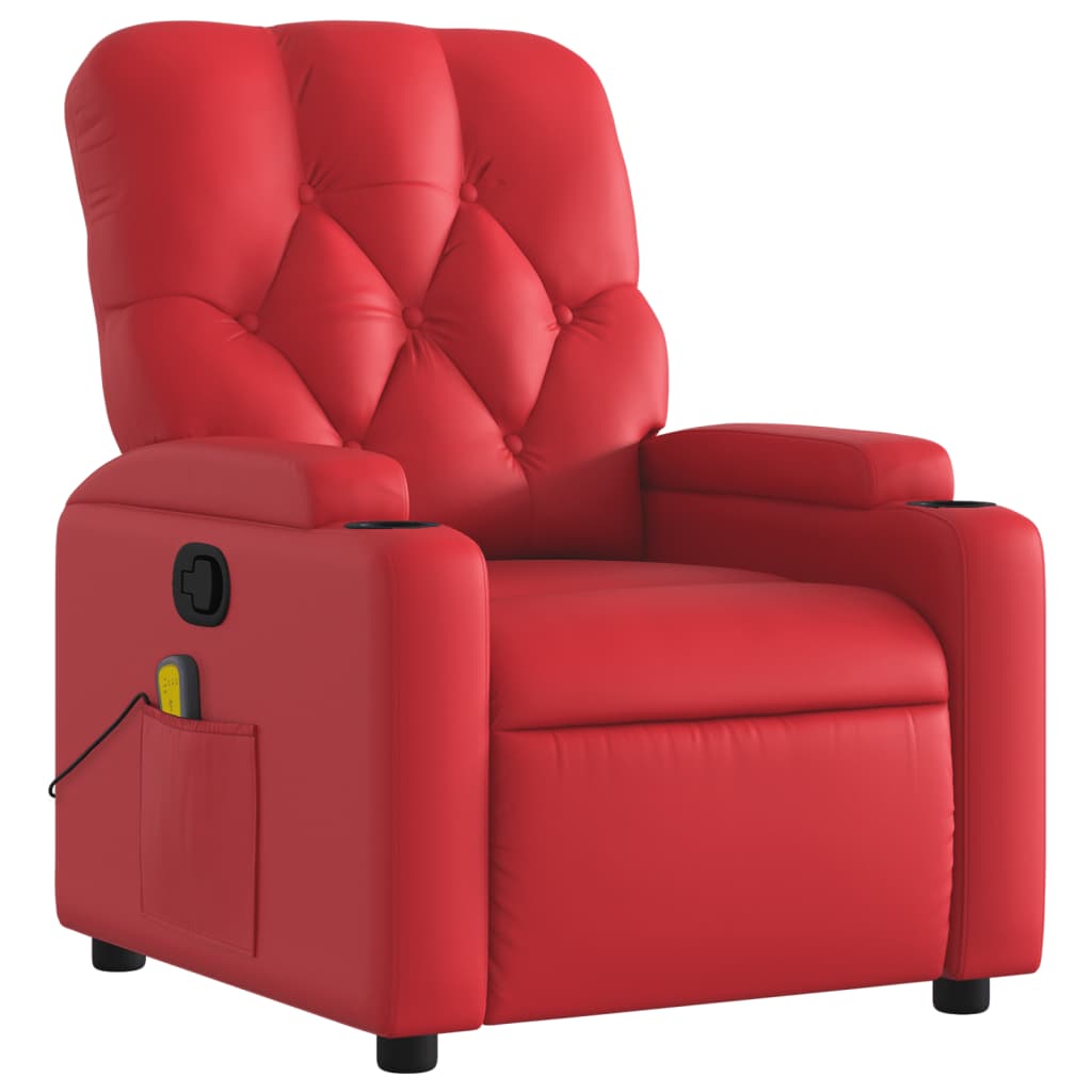 vidaXL Sillón de masaje reclinable cuero sintético rojo