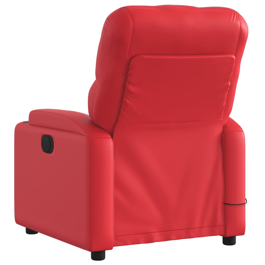 vidaXL Sillón de masaje reclinable cuero sintético rojo