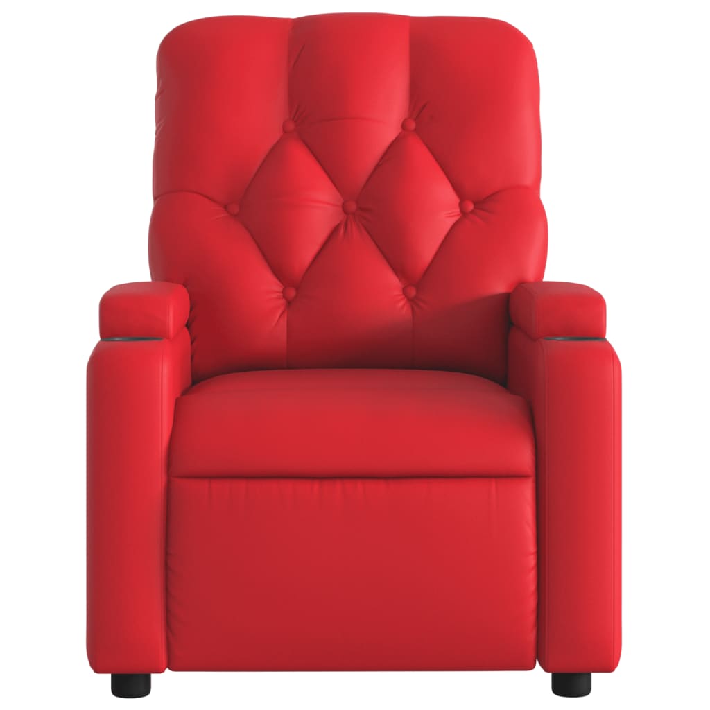 vidaXL Sillón de masaje reclinable cuero sintético rojo