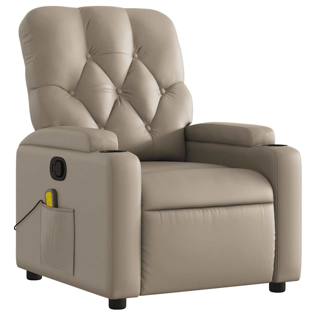 vidaXL Sillón de masaje reclinable cuero sintético color capuchino