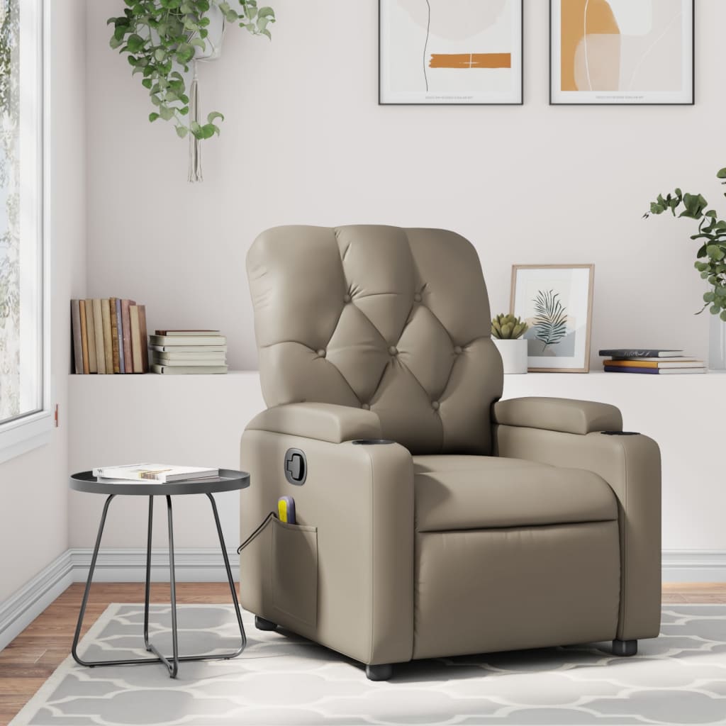 vidaXL Sillón de masaje reclinable cuero sintético color capuchino