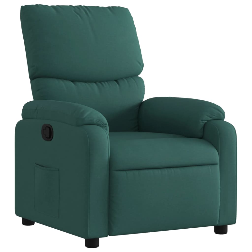 vidaXL Sillón reclinable de tela verde oscuro