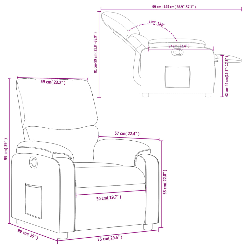 vidaXL Sillón reclinable de tela verde oscuro