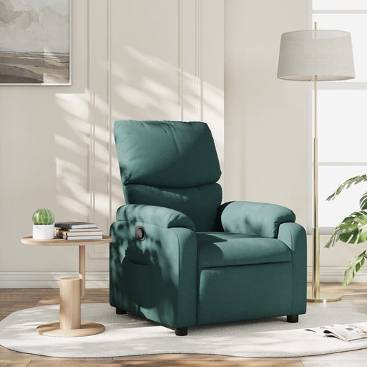 vidaXL Sillón reclinable de tela verde oscuro