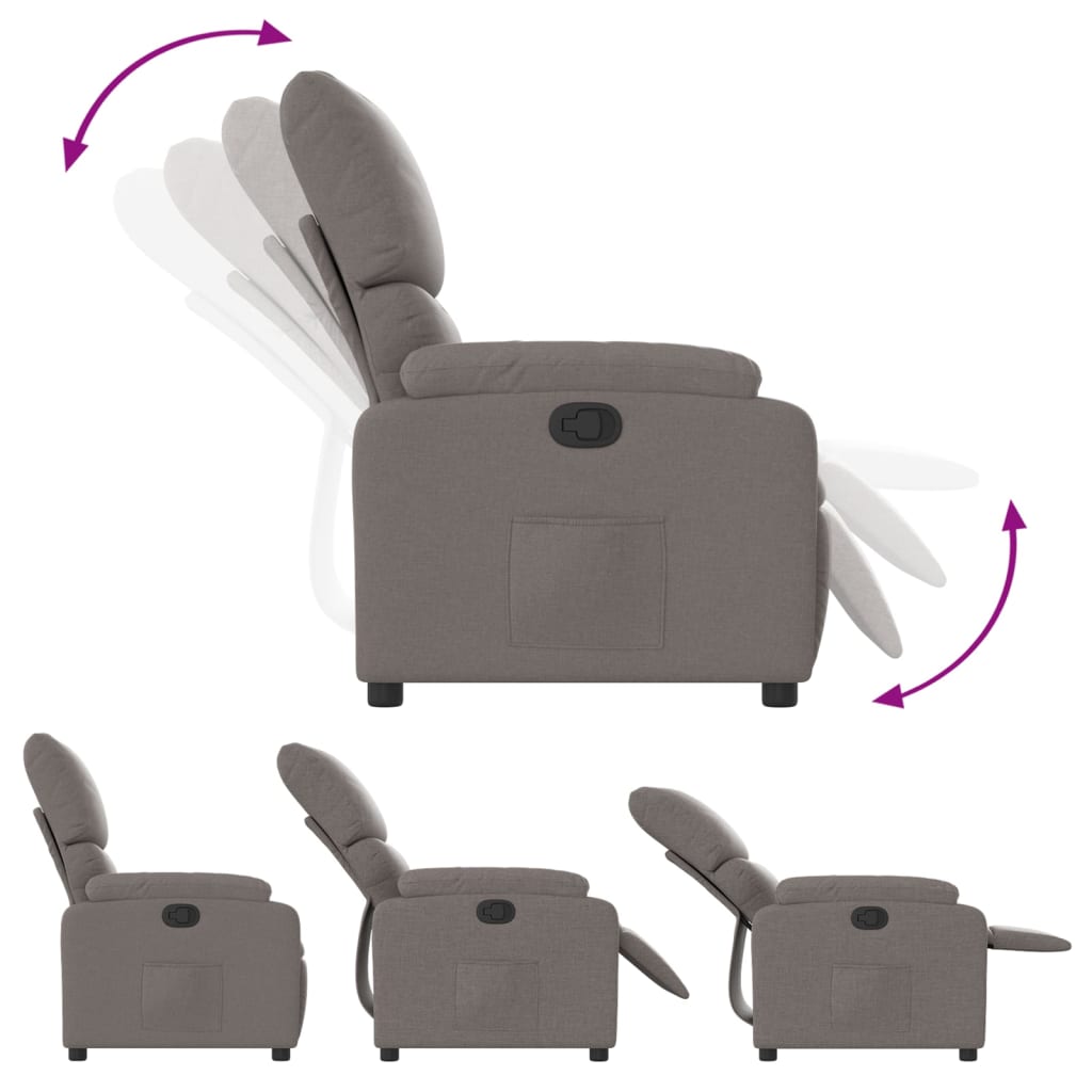 vidaXL Sillón reclinable de tela gris taupe