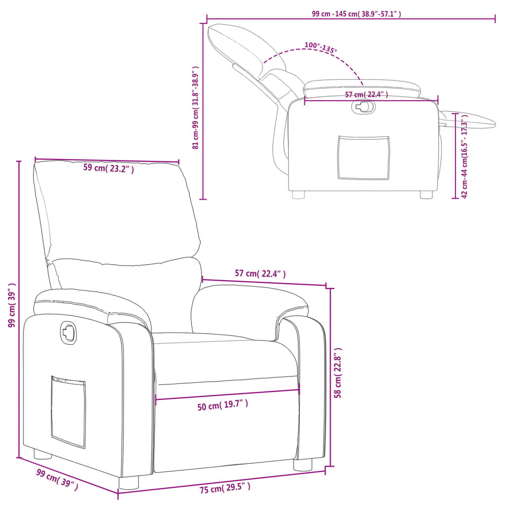 vidaXL Sillón reclinable de tela gris taupe