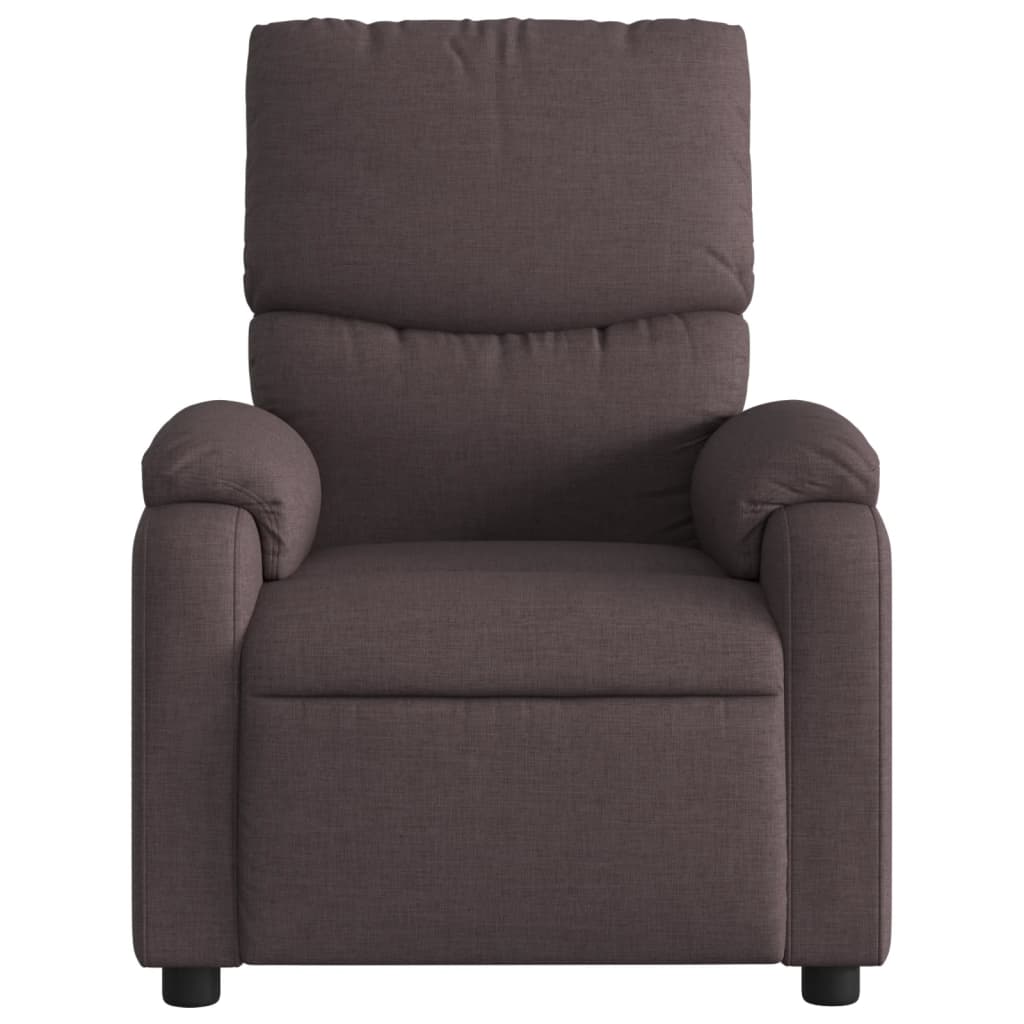 vidaXL Sillón de masaje reclinable de tela marrón oscuro