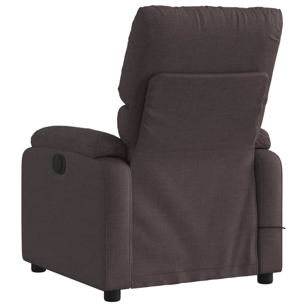 vidaXL Sillón de masaje reclinable de tela marrón oscuro