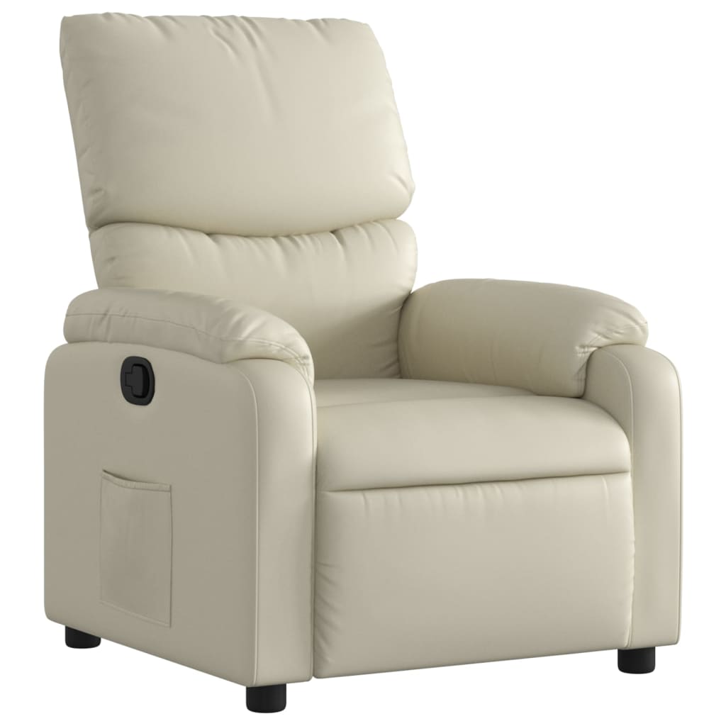 vidaXL Sillón reclinable de cuero sintético crema