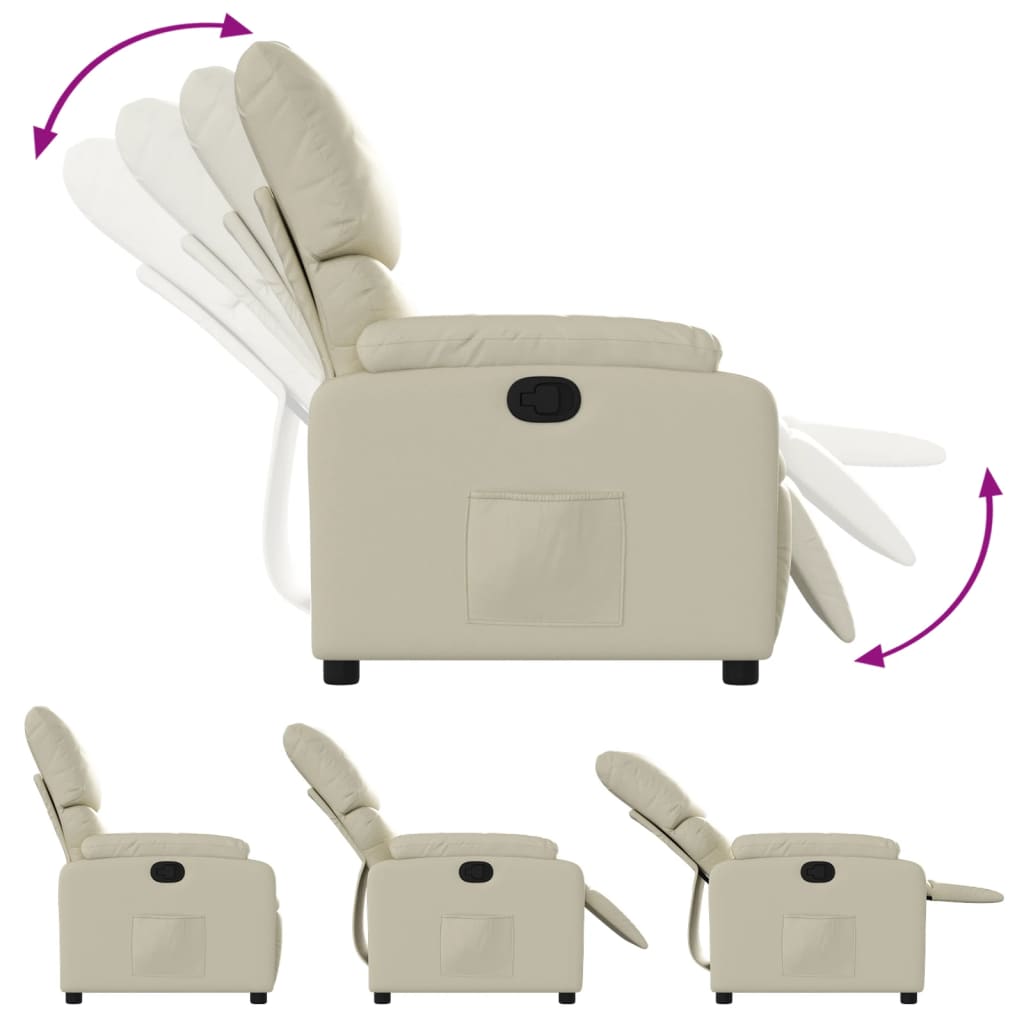 vidaXL Sillón reclinable de cuero sintético crema