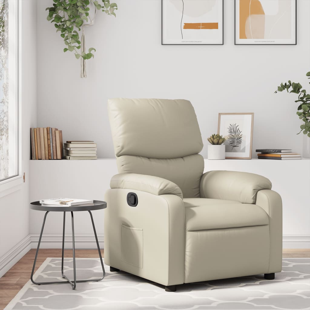 vidaXL Sillón reclinable de cuero sintético crema