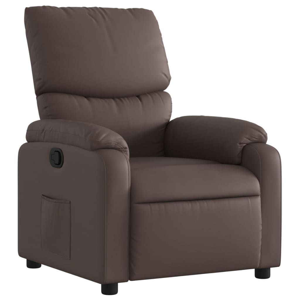 vidaXL Sillón reclinable de cuero sintético marrón