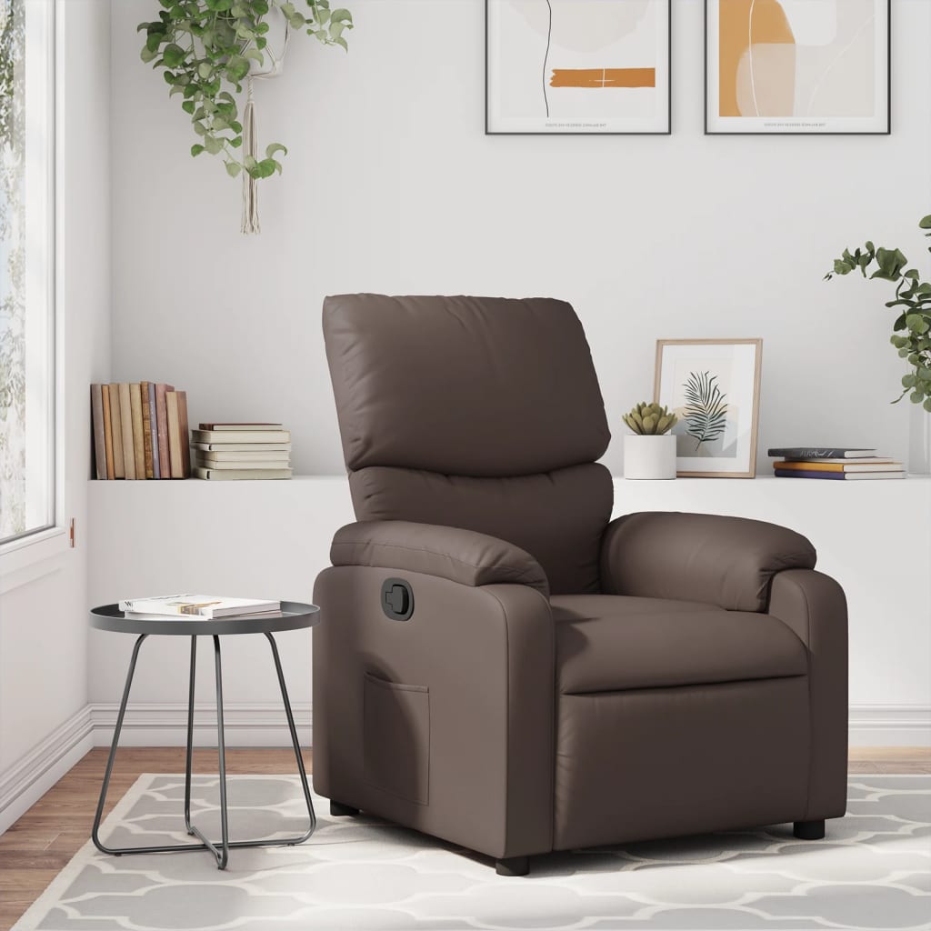 vidaXL Sillón reclinable de cuero sintético marrón