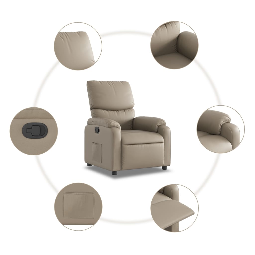 vidaXL Sillón reclinable de cuero sintético color capuchino