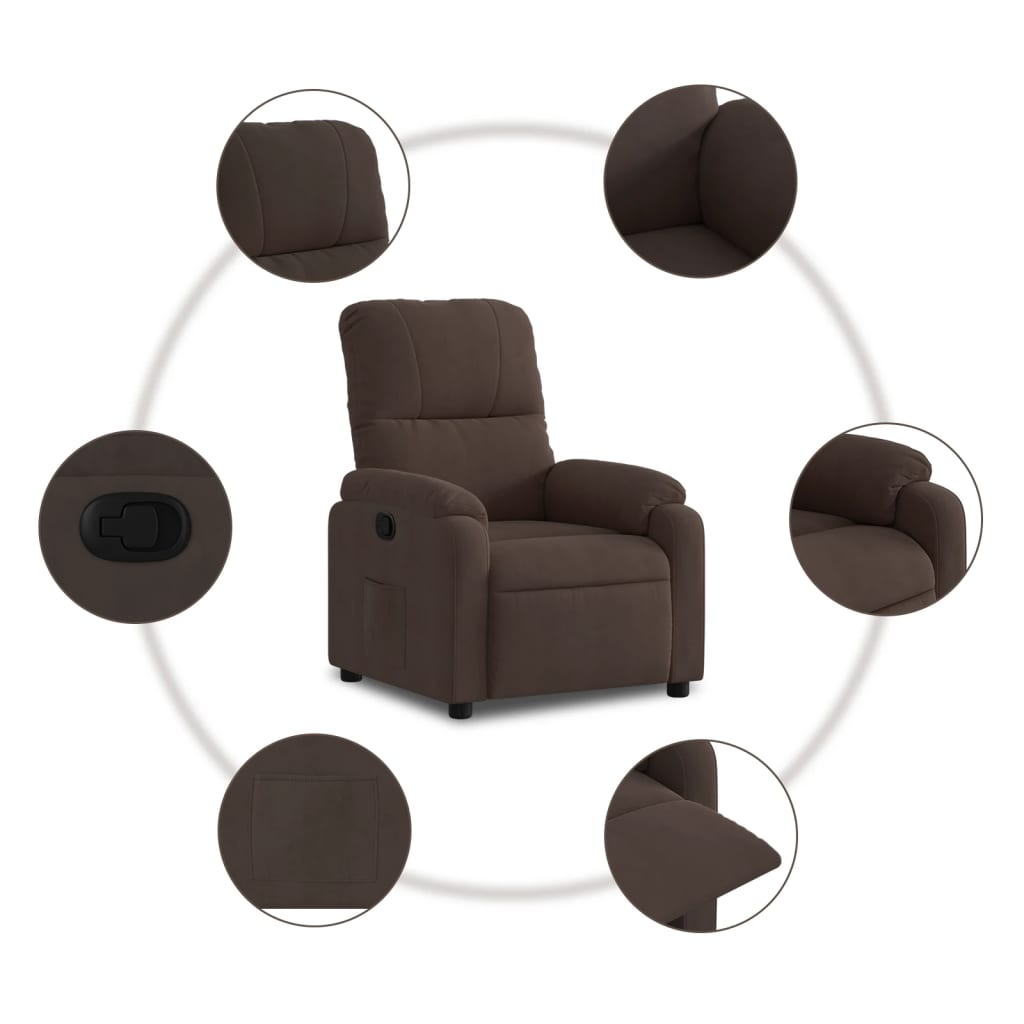 vidaXL Sillón reclinable tela de microfibra marrón