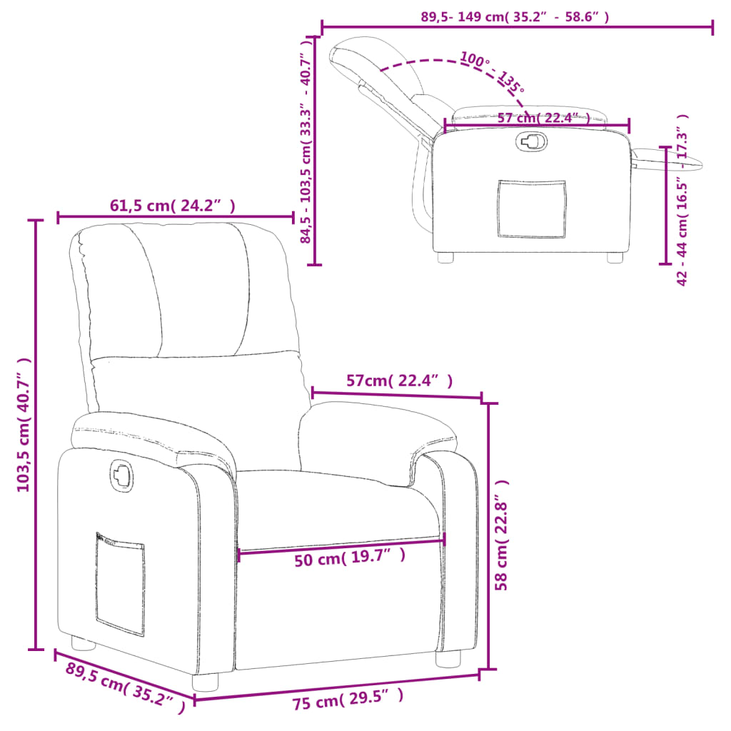 vidaXL Sillón reclinable tela de microfibra marrón